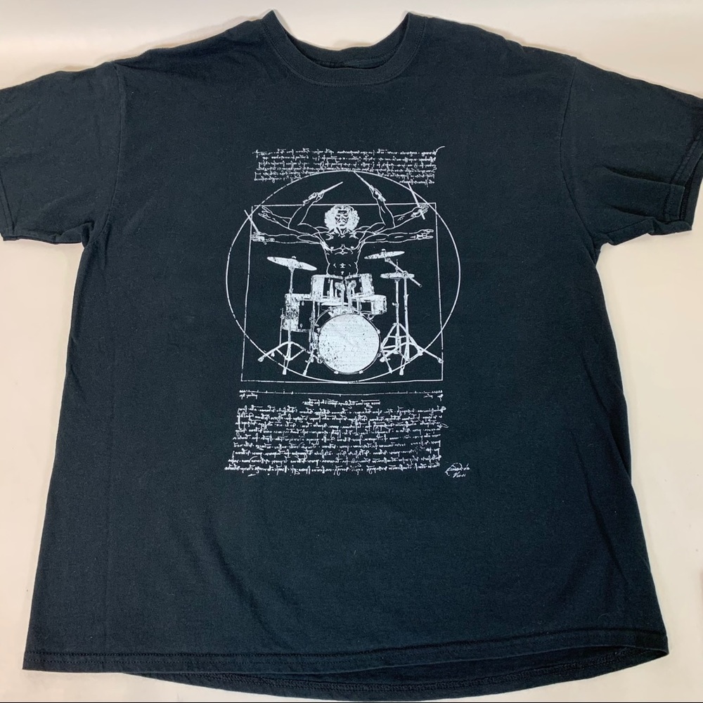 Vintage Drummer as Vitruvian Man Leonardo di Vinci